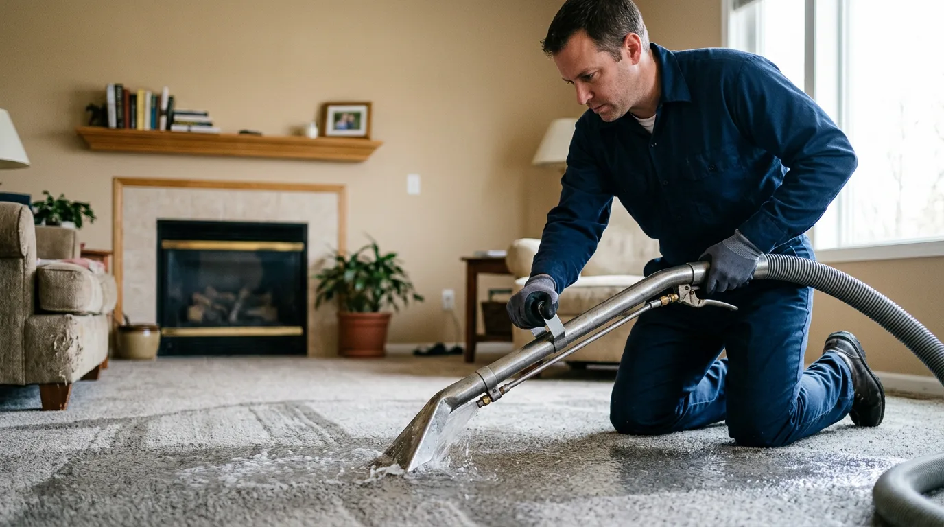 Water damage restoration technician working near Napoleon, IN